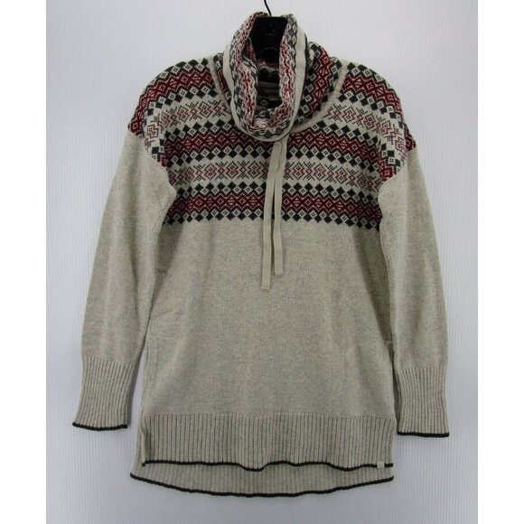 Eddie Bauer Sweater Small Wool Blend Turtleneck Pullover Aztec - Picture 1 of 11